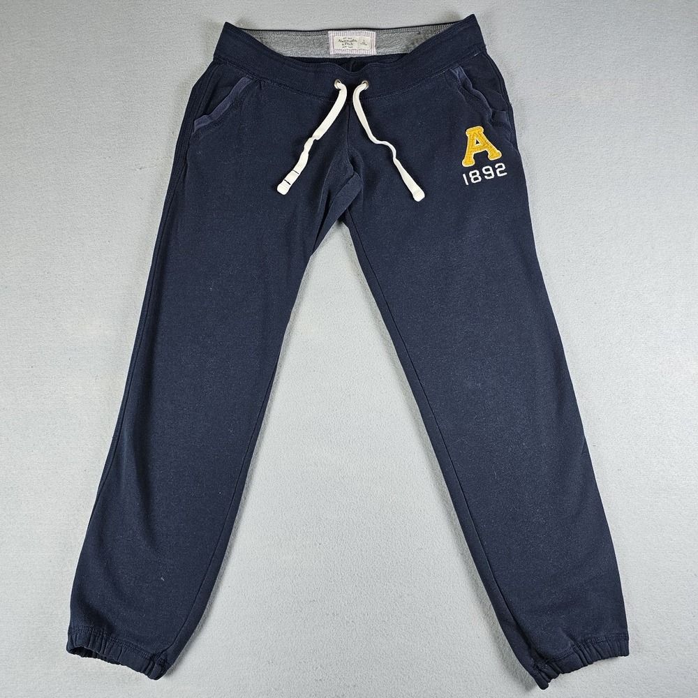 Y2K Abercrombie & Fitch Jogger Pants Womens Small Navy Blue A 1982 Butt Spellout
